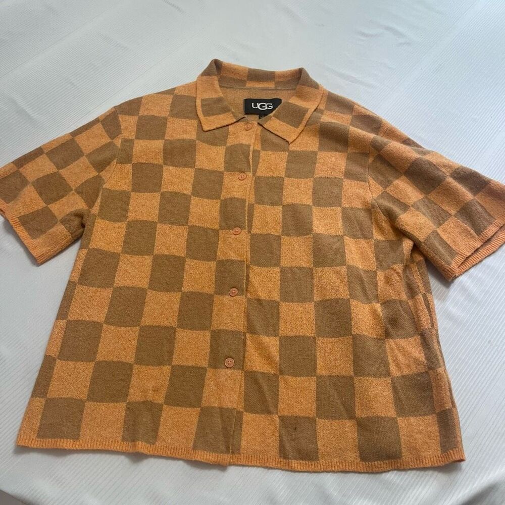 UGG Women’s Checkered Short Sleeve Button Up Shirt Size Medium